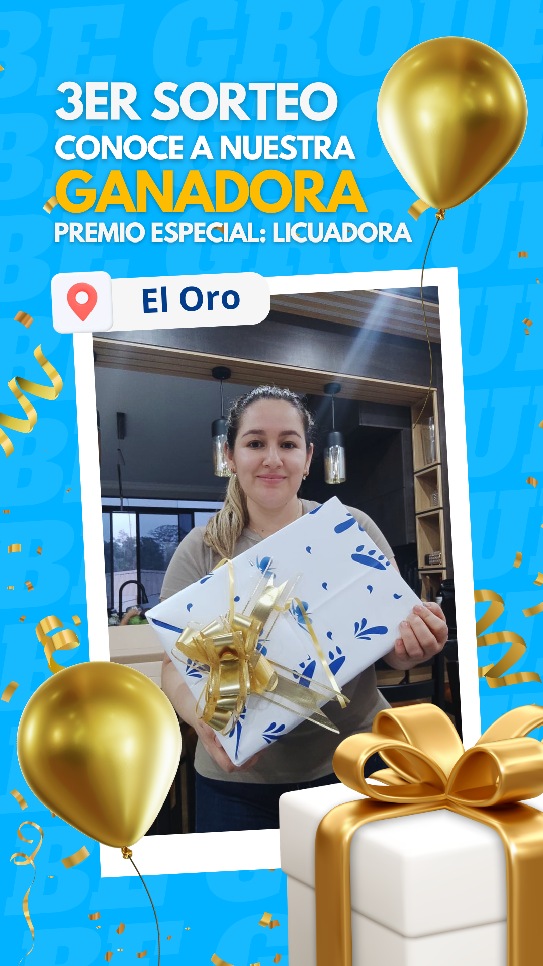 Ganadora del tercer sorteo en El Oro